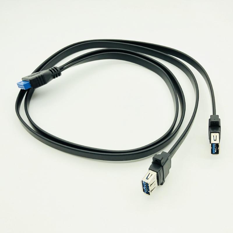 НОВЫЙ BTBcoin Крепление к Материнской плате 20-контактный Header Разъем USB 3.0 Панельное Крепление Плоский Кабельный Шнур Двойной Порт USB3.0 Female Винтовое Крепление на Панель