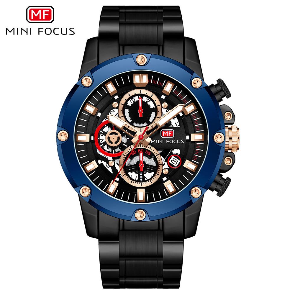 MINI FOCUS Брендовые часы Деловые мужские часы Водонепроницаемые кварцевые часы со стальным ремнем Мужские кварцевые часы