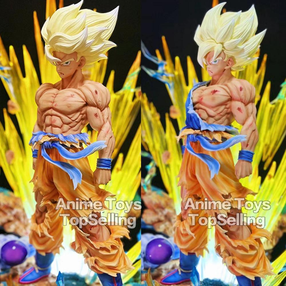 28 см Фигурка Dragon Ball Z Гоку Аниме Фигурки Первый Супер Сайян GK Покрытие кровью Гоку PVC Модель Игрушки Кукла Коллекционные Подарки