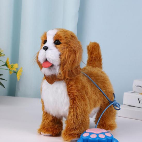 Yousheng Electric Plush Dog Toy with Leash Licking Tongue Walking Puppy Plushie with Touch Sensing Lifelike Sounds Toddlers Interactive Simulation