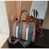 Canvas Bag Women's Large-capacity New Contrasting Color Shoulder Messenger Bag Class Bag Commuter Tote Bag
