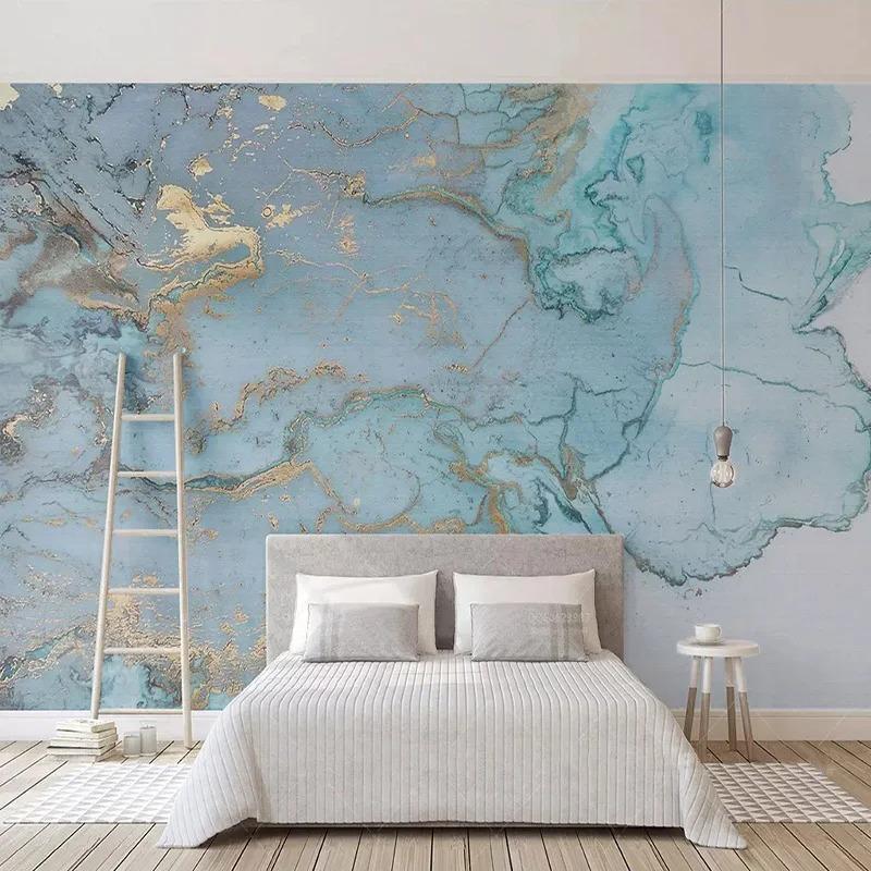 3d Photo Wallpapers Blue Texture Marble Wall Paper Living Room Tv Sofa Bedroom Study Wall Murals Decor