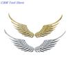 1 Pair Car Motorcycle Accessories Gold/silver Car Styling Fashion Metal Stickers 3D Wings Car Sticker
