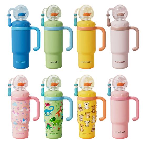 Стакан-фонтан в форме кита 710 мл из нержавеющей стали с забавным эффектом фонтана, герметичная, непроливаемая, с трубочкой, для детей и взрослых