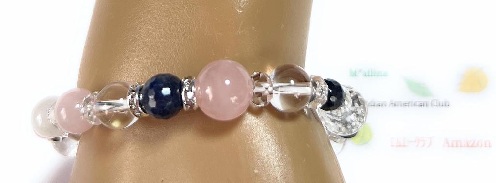Love Luck Natural Stone Power Stone Bracelet Sapphire Madagascar Rose Quartz White Jade Crystal Inner 18cm Made In Japan [Malline] Luck/work Diameter