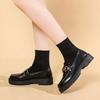 Women Loafers  Spring Metal Button Black Platform Women's Shoes Fashion JK Lolita Soft Soled Student Office Leather Shoes
