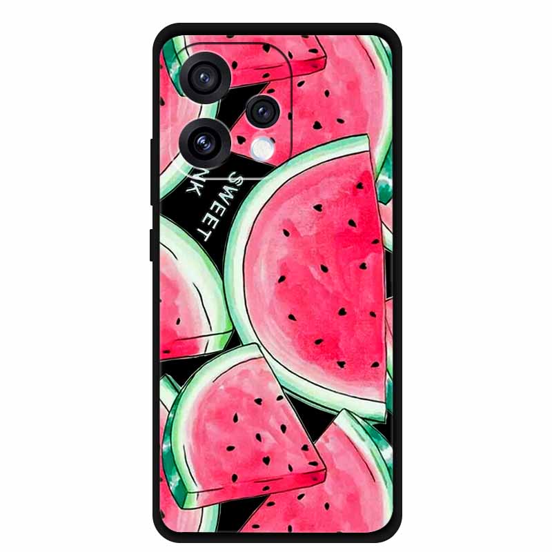 Чехол для Oppo Reno15 5G Цветочный Черный Силиконовый Мягкий Защитный Задний Чехол для Oppo Reno 15C 2025 Чехол для Телефона Coque Мультяшные Ракушки