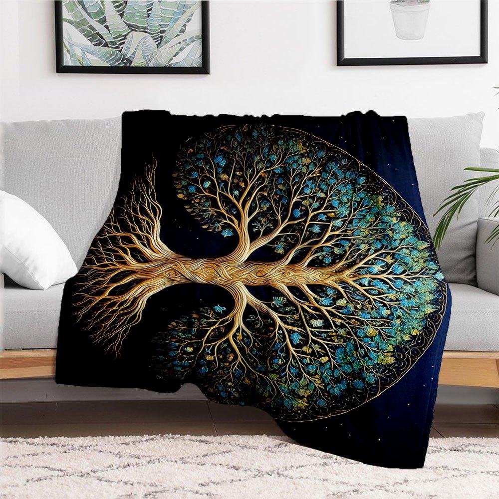 "Yin-Yang Tree of Life Wall Art Decor"Blanket Flannel Throw Blanket for Sofa, Bed, Travel, Camping, Office, Couch, Chair, And Bed Gift for C