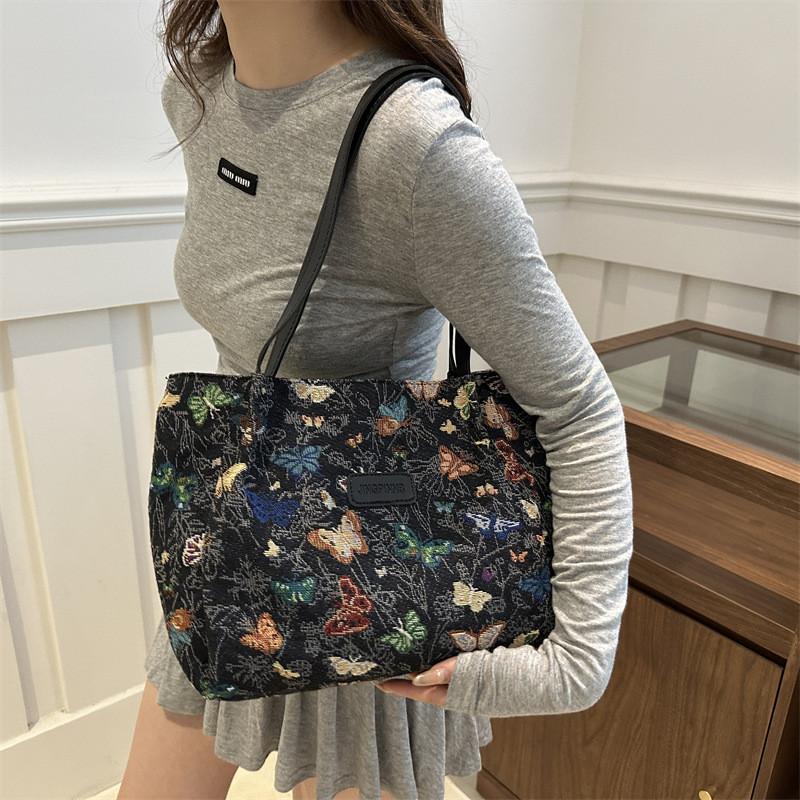 Шикарная новая холщовая сумка-тоут 2024 года, черная и белая, на молнии, для повседневного использования