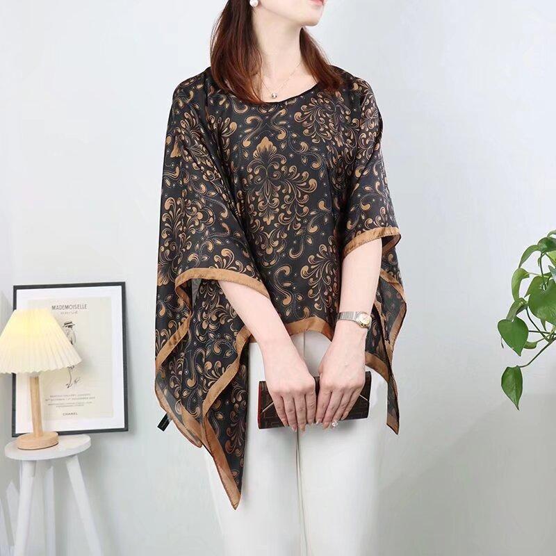 Spring and summer new silk scarves, women's thin large square scarves, colored scarves, high-end air-conditioned room shawls when traveling for photos