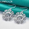 925 Sterling Silver Flower Earrings For Women Fashion Jewelry