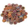 100 Pcs Mixed Pattern Vintage Wood Buttons with 2 Holes for DIY Sewing Craft Decorative 25mm