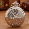 Retro Fashion Men's Silvery Pocket Watches Classics Men Necklace Pendant Quartz Pocket Watch Men Gifts