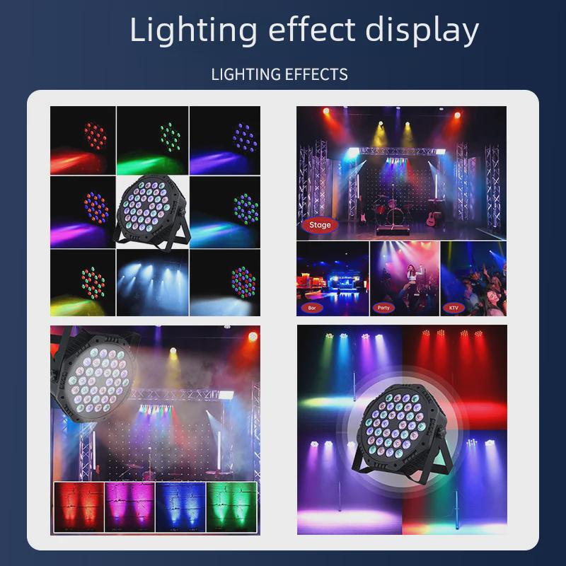 36-Bead LED PAR Light: Single & Full Color Voice-Control for Weddings & Bars