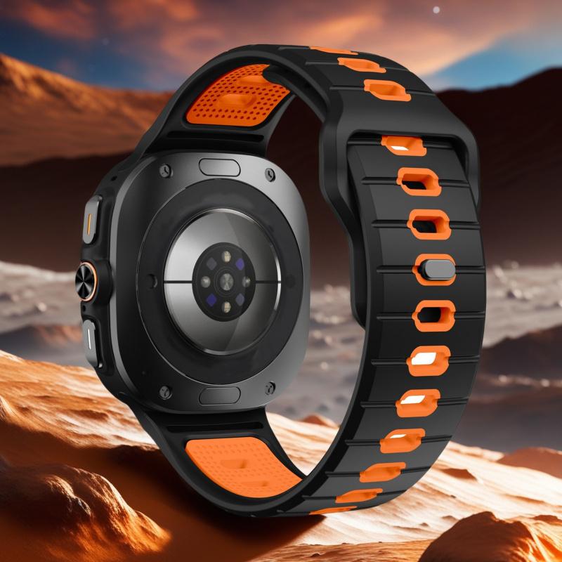 Силиконовый ремешок с горизонтальными полосками для Galaxy Watch 7 Ultra, спортивный ремешок, дышащий и удобный ремешок для часов