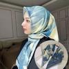 Ink Wash Printing Women Silk Scarf Sunscreen Shawl Head Neck Scarf  For Women