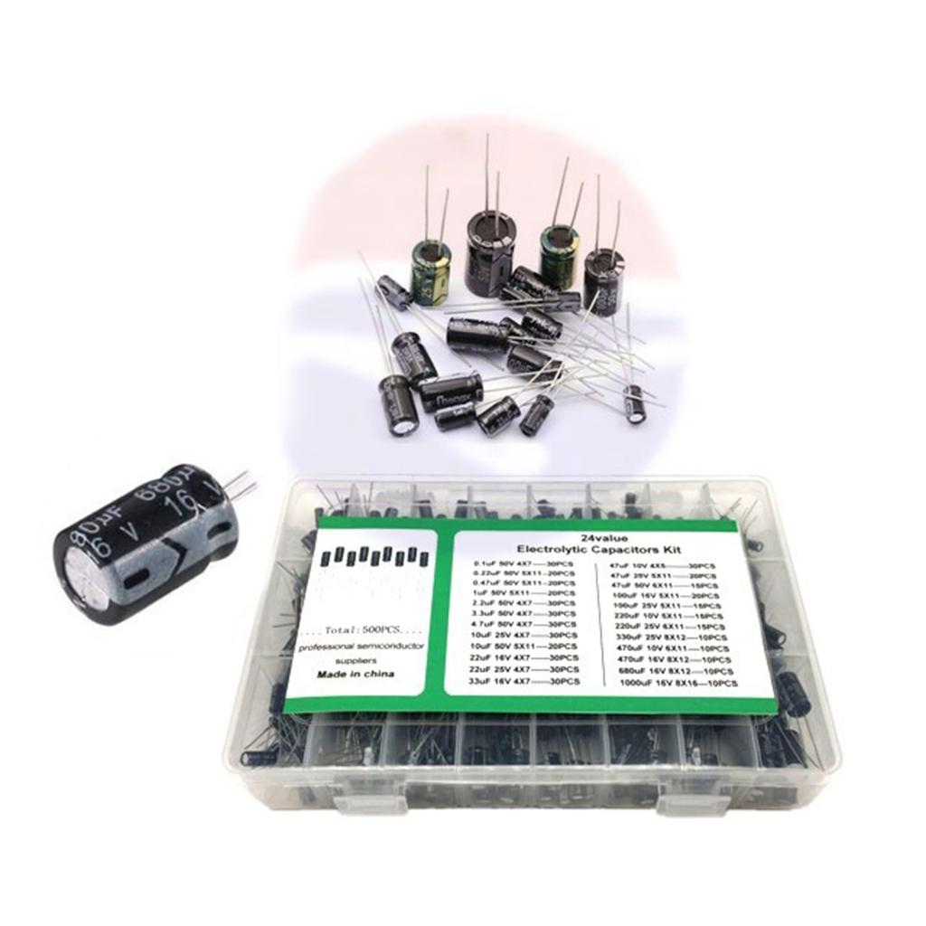 500 шт. набор электролитических конденсаторов, комплексный электронный компонент для электронных проектов и схем своими руками