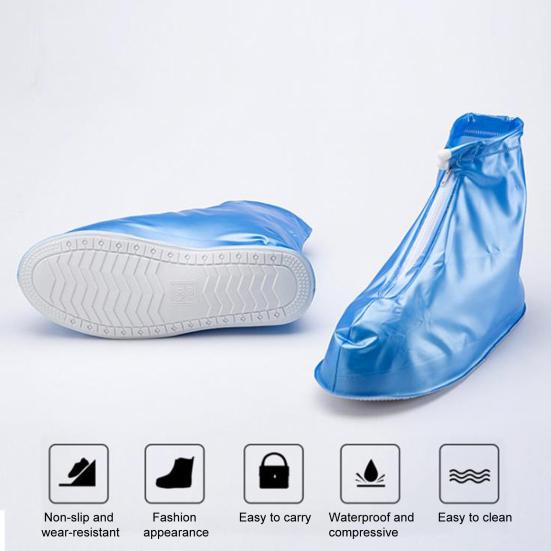 1 Pair PVC Rain Shoe Covers Zipper Closure Convenient Women Shoes Boots Overshoes