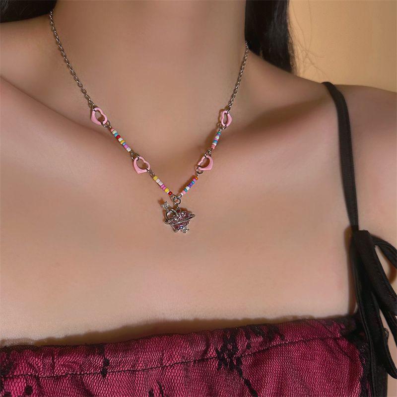 Изысканное красочное милое ожерелье из бисера для женщин и девочек, легкая роскошная романтическая цепочка на ключицу в форме сердца, свадебные украшения, подарки