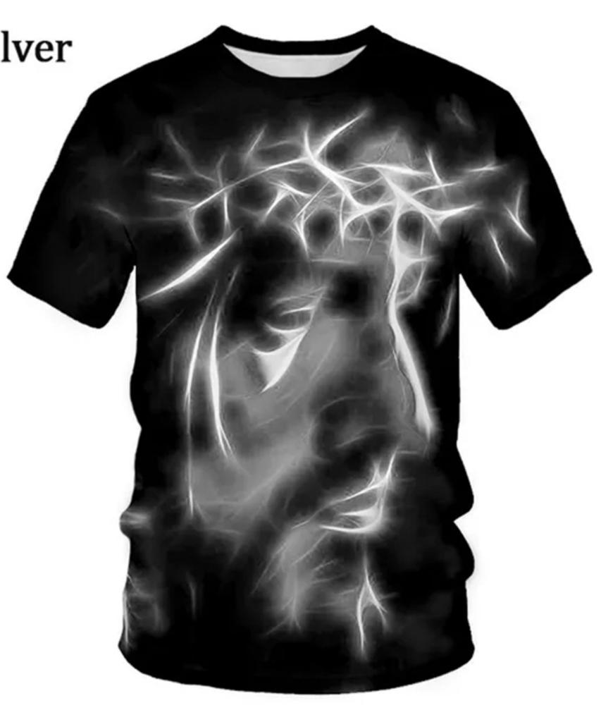 Summer Round Neck 3D Jesus Pattern Print Top Fashionable Casual Short Sleeved Men's T-shirts