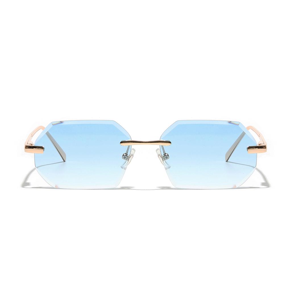 Ruiao Sunglasses Men Brand Designer Fashion Rimless Sun Glasses Shades Diamond Cut Lens Ladies Frameless Metal Eye Glasses