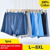 5PCS Men's Underwear Pure Cotton Boxer Shorts, Breathable, Sweat-absorbent, Middle-aged and Elderly, Large Size Fat Guy, Loose Dad Boxer Briefs