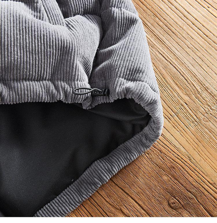 Мужская ретро вельветовая зимняя куртка - Толстая, теплая, однотонная, короткий силуэт