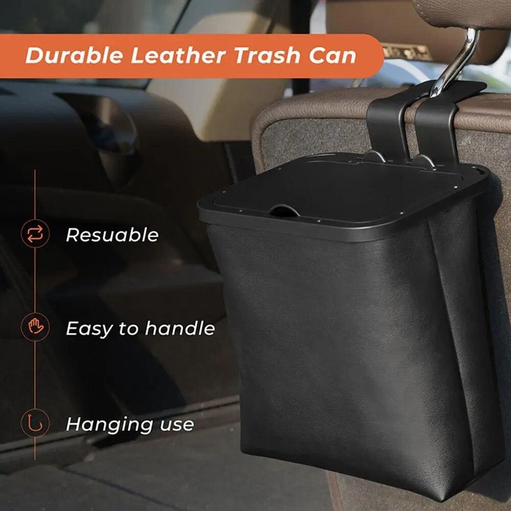 Universal Foldable Car Trash Can Garbage Bag Lid Auto Back Seat Dustbin Waste Rubbish Basket Organizer Storage Car
