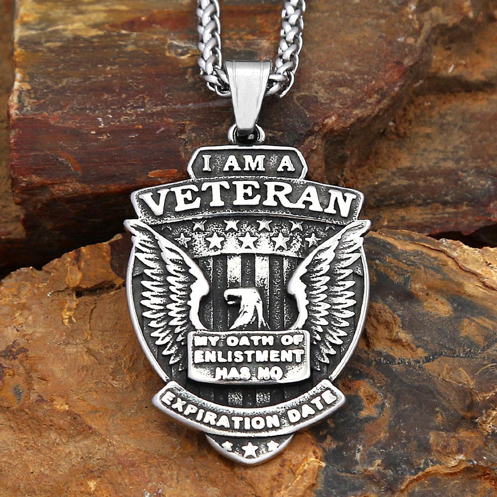 Мужское ожерелье с подвеской из нержавеющей стали, персонализированная винтажная подвеска в виде орла и щита