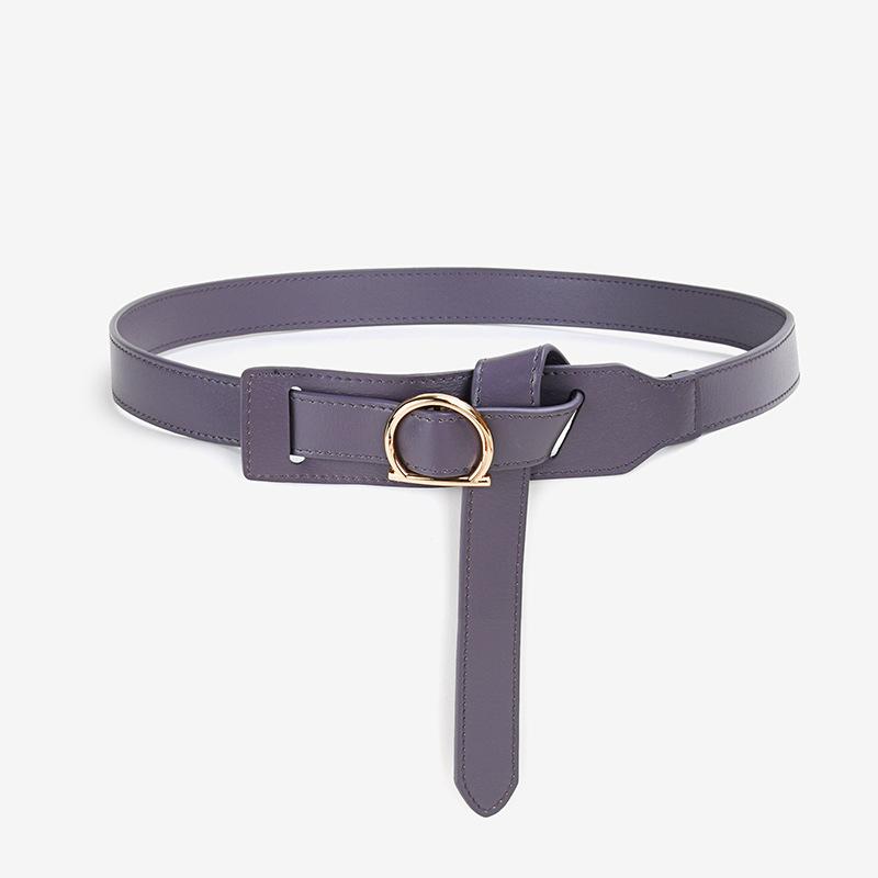 Women's Genuine Leather Belt Without Hole Design High-end Slimming Waist with Suit Jacket Trendy Women's Cowhide Leather Belt