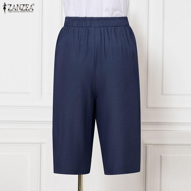 ZANZEA Женские летние капри с цветочным принтом, эластичной талией, повседневные