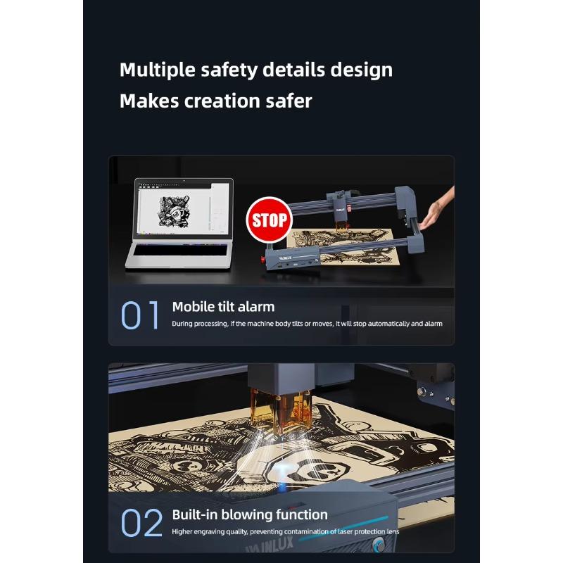 Fully Automatic Portable Laser Engraver - Compact Desktop Household Cutting & Marking Machine for Home DIY