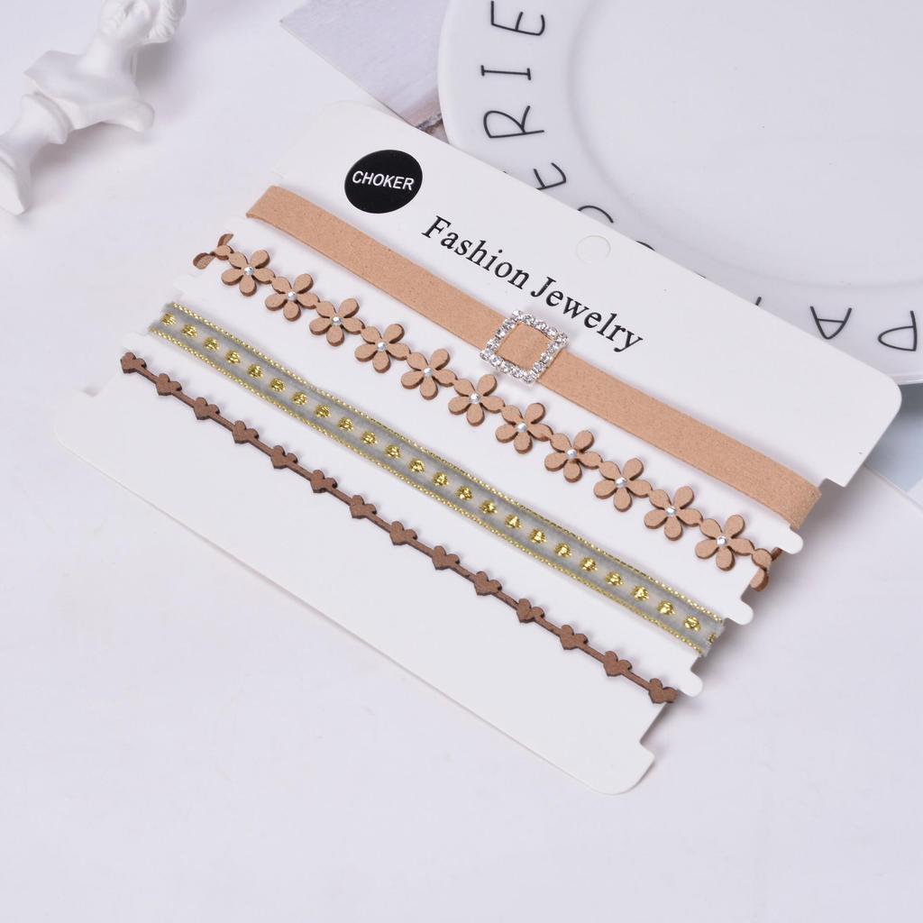 Европейский и американский стиль Сексуальный кружевной чокер и набор ожерелий-цепочек для ключиц (4 шт)