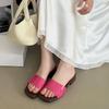 Fashion 2025 New Luxury Ladies Heeled Slippers Shoes Summer Beach Female Slides Sandals Fashion Square Toe Women Low Heel Slippers Shoes