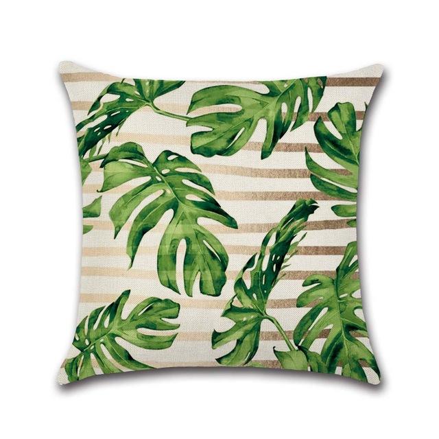 Tropical Plant Cushion Cover Green Leaves Decorative Pillowcase For Sofa Linen Throw Pillow Case Funda De Almohada Poszewka