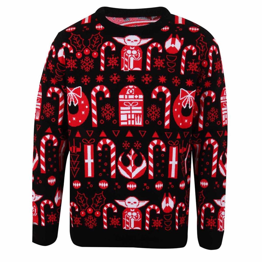 Star Wars: The Mandalorian Unisex Adult Candy Cane Knitted Jumper