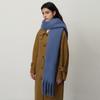 Versatile Plus Thickened Imitation Cashmere Solid Color Hemming Fringed Scarf Women's Winter Shawl