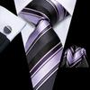 Hi-Tie Dark Gold Plaid Jacquard Mens Silk Tie Classic Necktie Cufflink Hanky Set