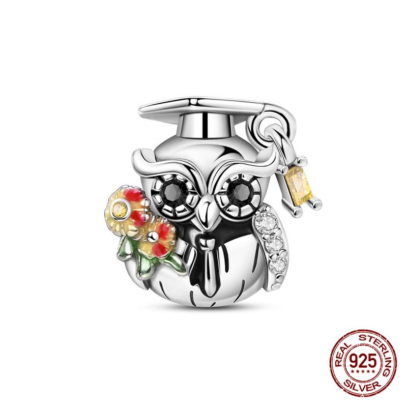 Original Owl Beads 100% 925 Silver Lucky Cat Elephant Charms Fit Original 925 Bracelet DIY Jewelry Making Women's Gift