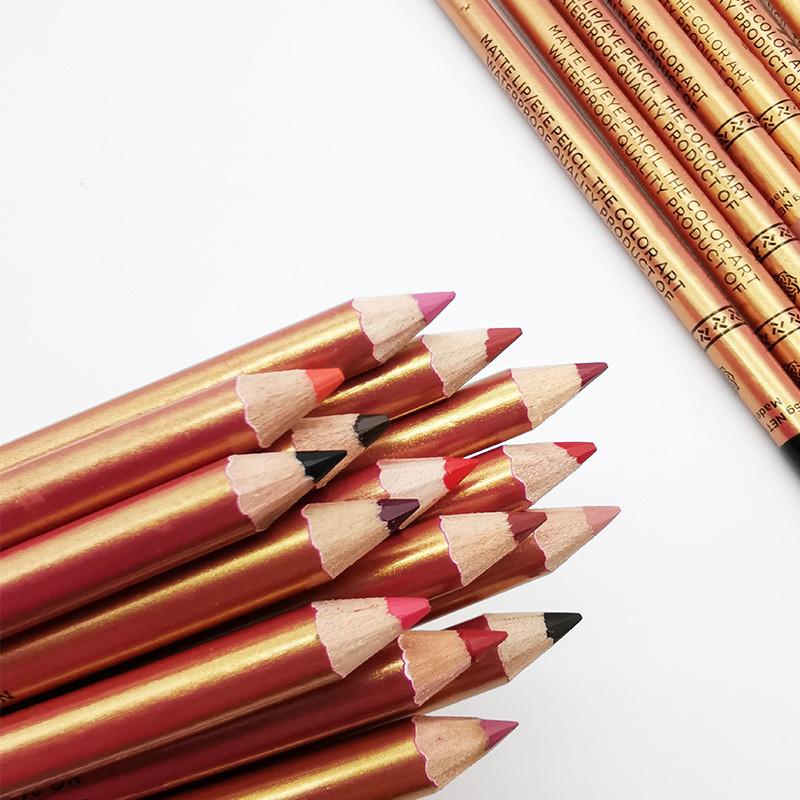 Двухцветный карандаш для губ, бархатная матовая помада, ручка для макияжа глаз, ручка для теней для век, прочный водонепроницаемый легкий легкий макияж, карандаш для бровей
