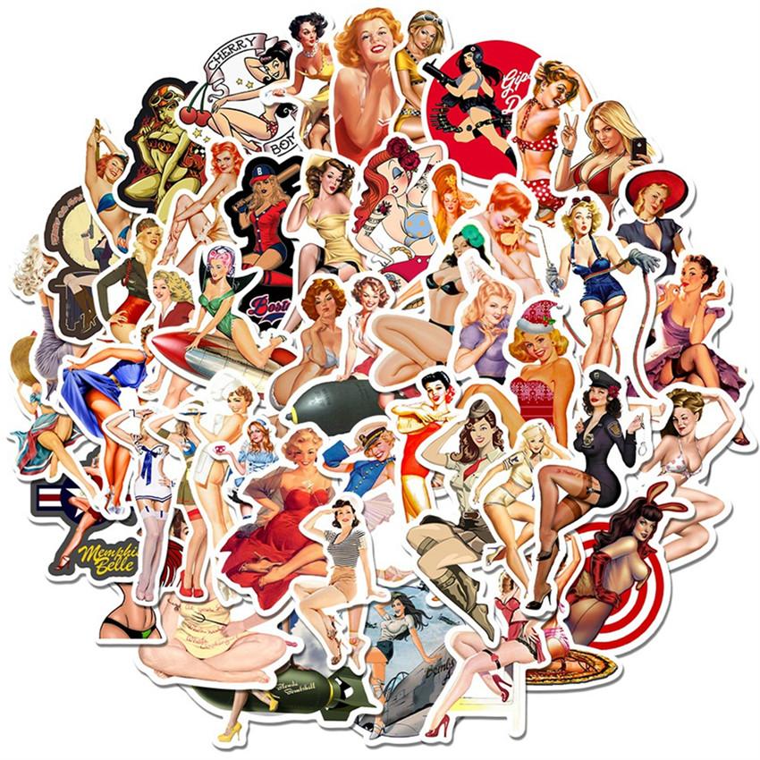 50 шт./компл. ретро Junk Journal Beauty Series 01 Pin-Up наклейки для девочек DIY модные смешанные водонепроницаемые наклейки-каракули
