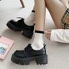 Retro British Style Small Leather Shoes for Women Spring and Autumn New Versatile Mori Black Thick Sole Height Increasing Muffin Shoes
