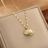 Summer Fashion Crystal Zircon Shell Imitation Pearl Pendant Necklace For Women  Collar Beach Neck Jewelry