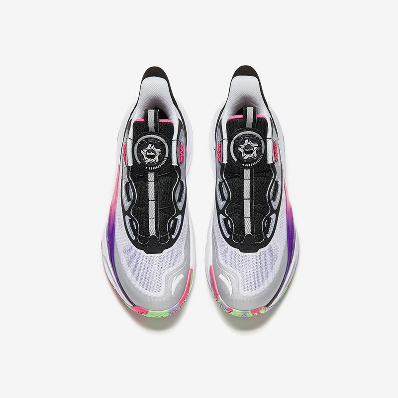 Anta Kids Qingkuang Elite Basketball Shoes Men Sneakers White Black Silver 312511112-2