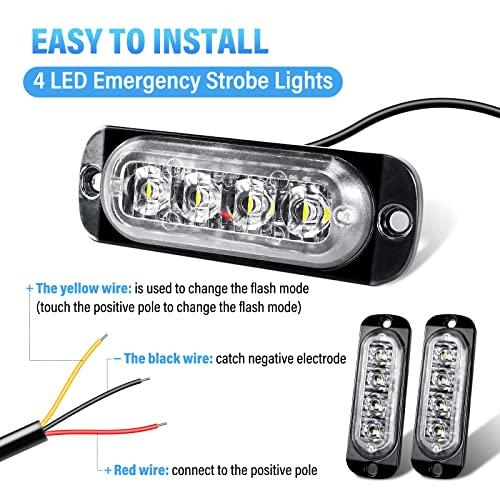 RIGIDON 2 шт. 8,5 см стробоскопический светодиодный фонарь 12 Вт 12-24 В 4 светодиода аварийный стробоскопический фонарь аварийная лампа идеально подходит для грузовика мигающий фонарь (белый)