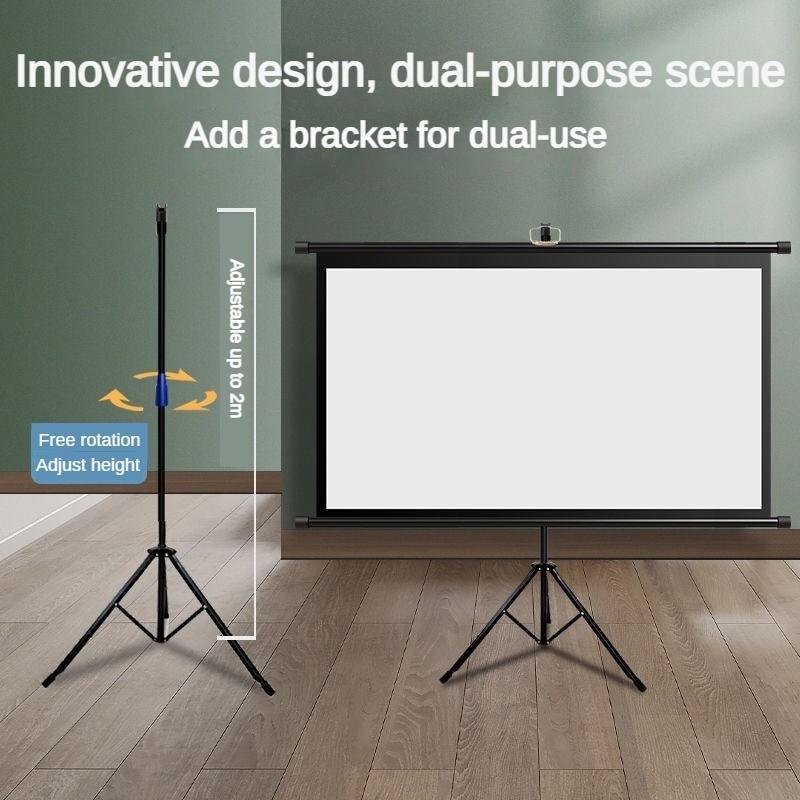 60/72/84 Inches Projection Screen Entertainment Projector Curtain HD Mobile Portable Tripod Screen