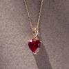 14K Solid Gold Heart Shape Ruby Necklace for Women, July Birthstone Pendant For Women