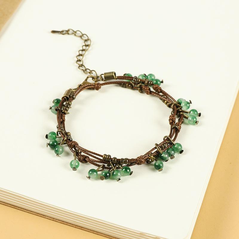 BLINGBAY женский браслет плетеный веревочный браслет в стиле ретро с вишней женский литературный этнический стиль двухслойный простой браслет аксессуары подарок