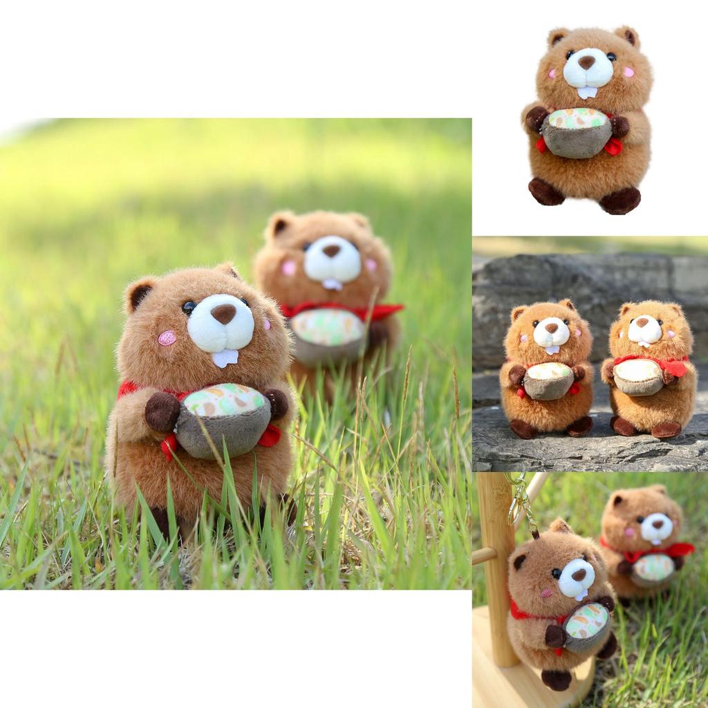 Hug Bowl Marmota Soft Plush Keychain Toy With Pp Cotton Fill For Girls Backpack Decor