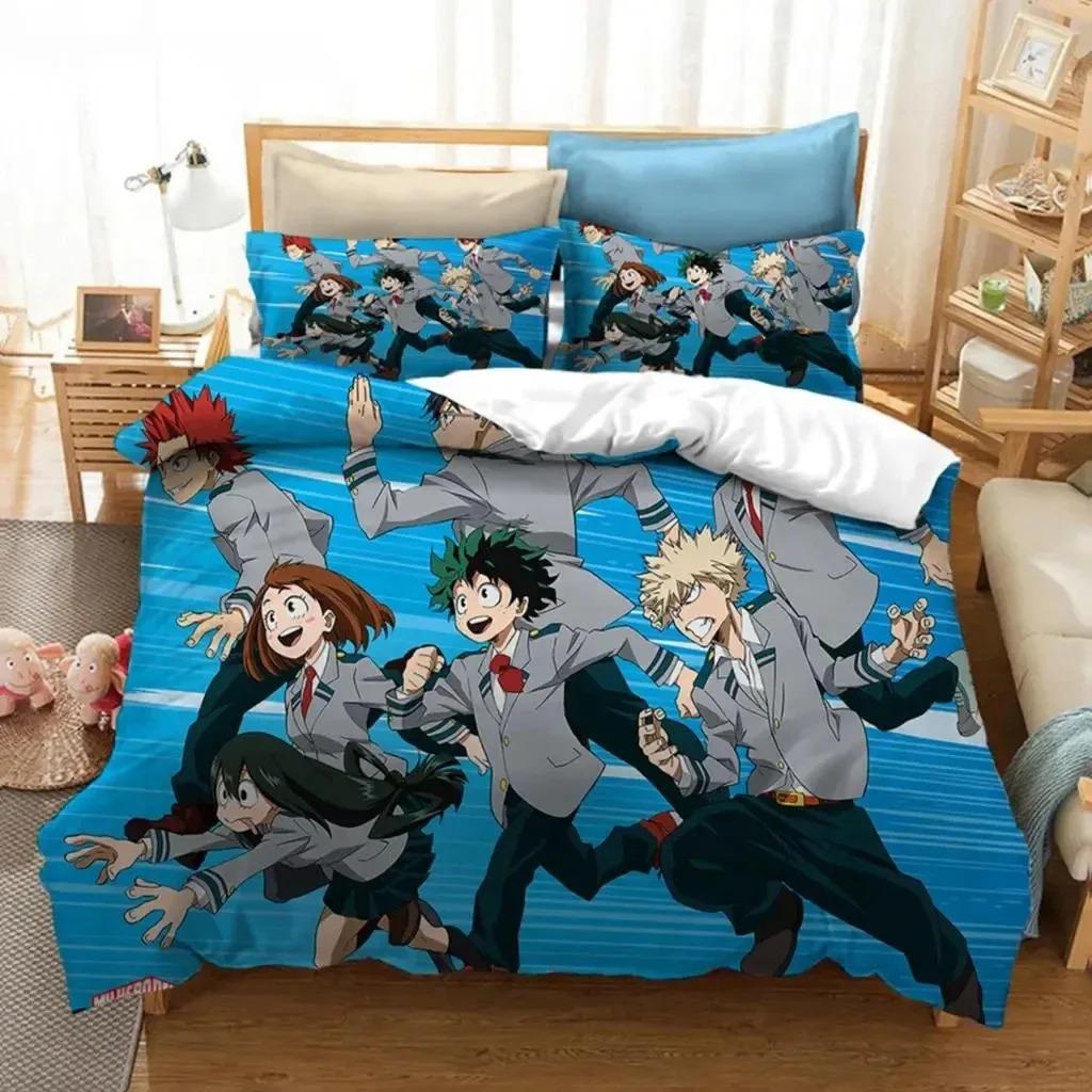 Anime My Hero Academia Bedding Set Boys Girls Twin Queen Size Duvet Cover Pillowcase Bed Boys Adult Fashion Home Textileextile